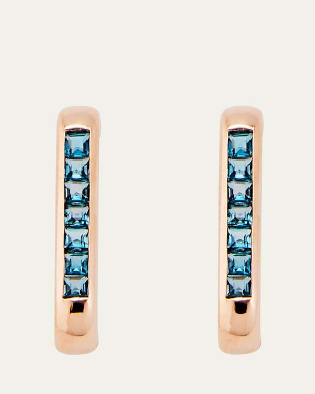 14k Rose Gold Barre Blue Topaz Earlobe Wrap Earrings